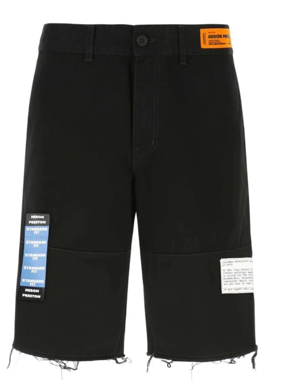 NWT $537 Heron Preston Heron Preston Logo Patch Frayed Shorts MADE IN ITALY